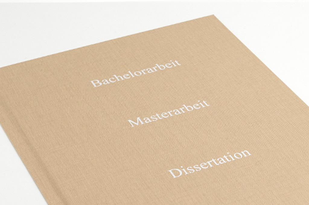 Dissertationen / Doktorarbeiten Hardcover: beige mit weißer Prägung