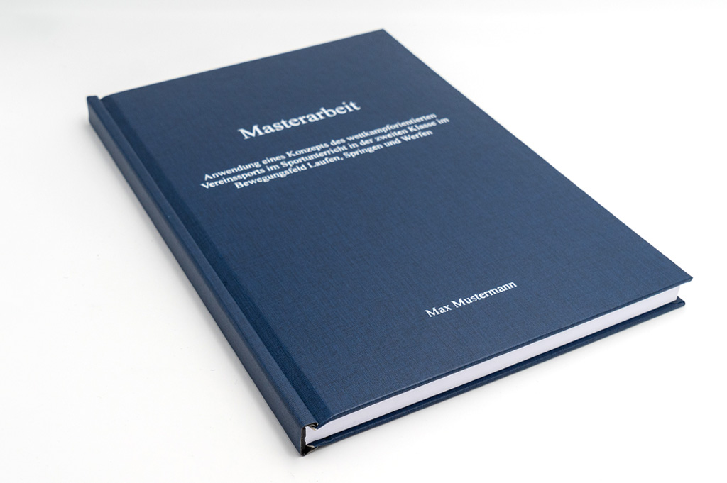 Hausarbeiten Hardcover: blau mit weißer Prägung